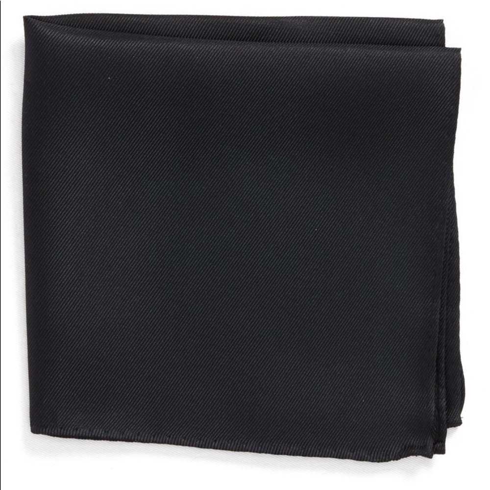 NORDSTROM SILK TWILL POCKET SQUARE BLACK NEW